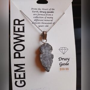 Drusy Geode Pendant Necklace - Silver